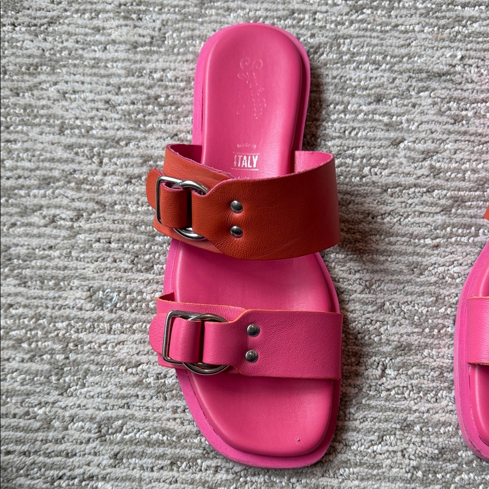 Seychelles Pink and Orange Buckle Sandals - Picture 3 of 3